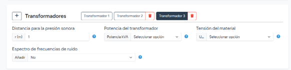 Pestaña de transformadores del módulo